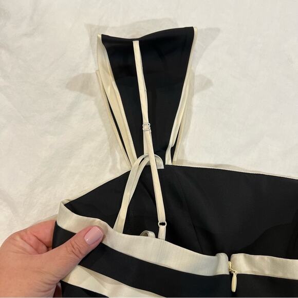 BCBGMaxAzria one Shoulder Mini Dress sz 4 Black and Cream - Picture 10 of 15